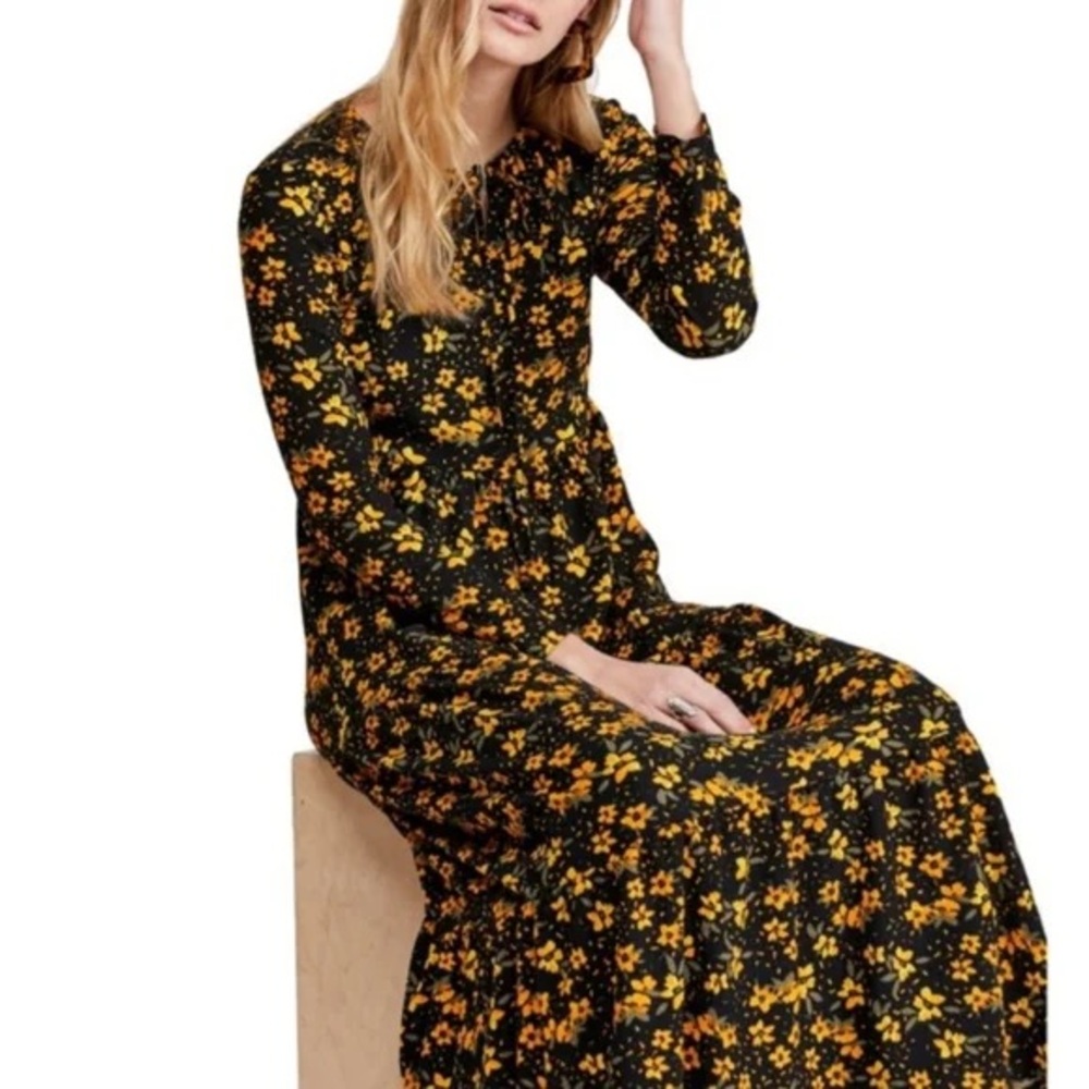 Free People Black Floral Long Sleeve Dress - Picture 2 of 12